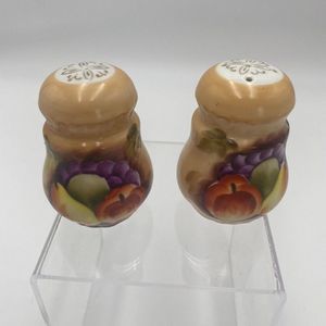 Vintage Fruit Salt & Pepper Shaker Ceramic one has stopper one is missing